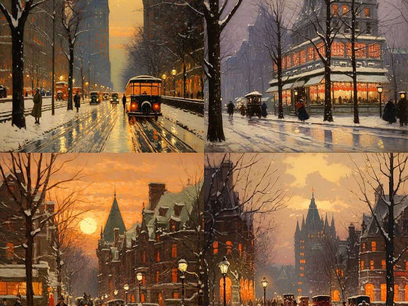Impressionist Winter Cityscape
