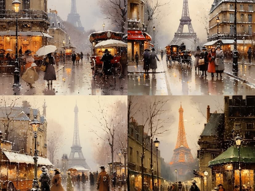 Impressionist Winter Cityscape