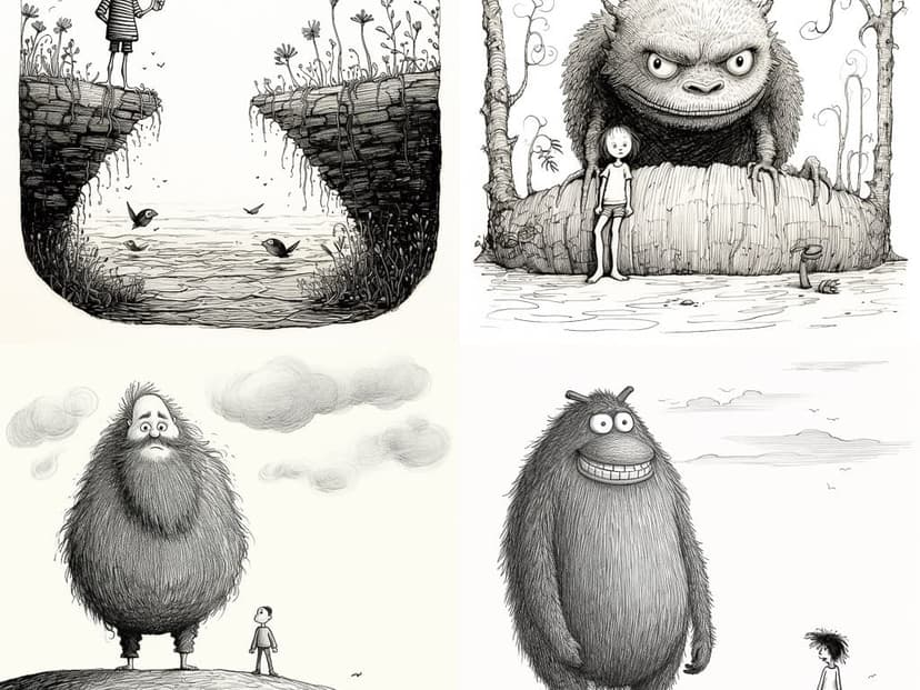 Whimsical Monochrome Illustration