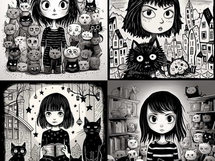 Monochrome Whimsical Illustration